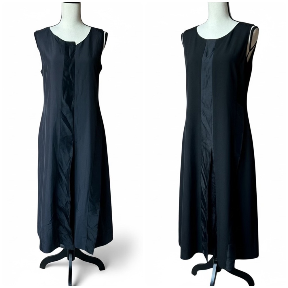 DEMOO Parkchoonmoo Silk Organza Panel Midi Dress Minimalist Black Sz M | 42 - Picture 3 of 17